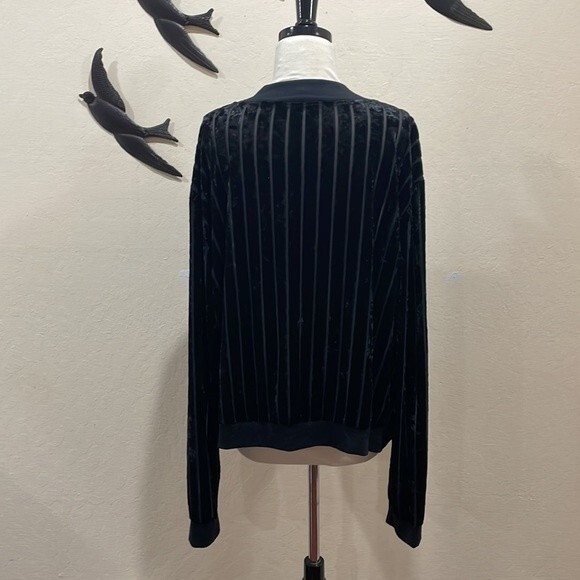 NEW!  LuLaRoe Stevie Black Velvet Shimmer Bomber Jacket - 3XL - Picture 3 of 6